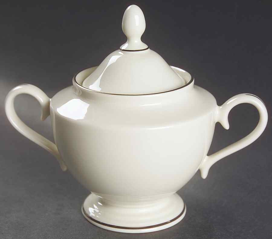 Maywood (No Design) 1999 Shape Sugar Bowl & Lid by Lenox-1