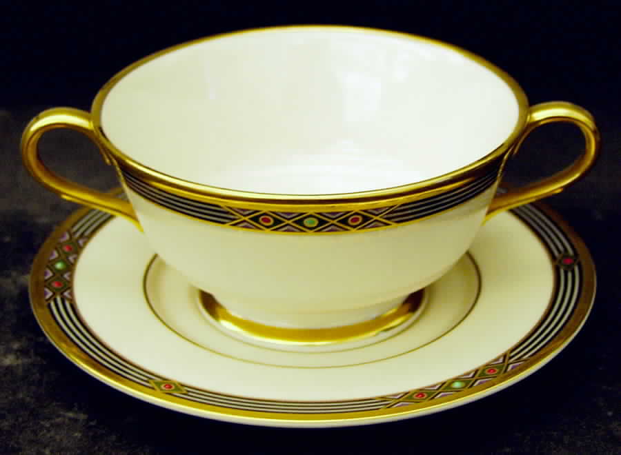 Melisande Footed Cream Soup Bowl & Saucer Set by Lenox-1