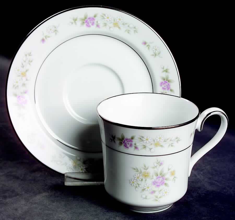 Meadow Pinks Flat Cup & Saucer Set by Lenox-1