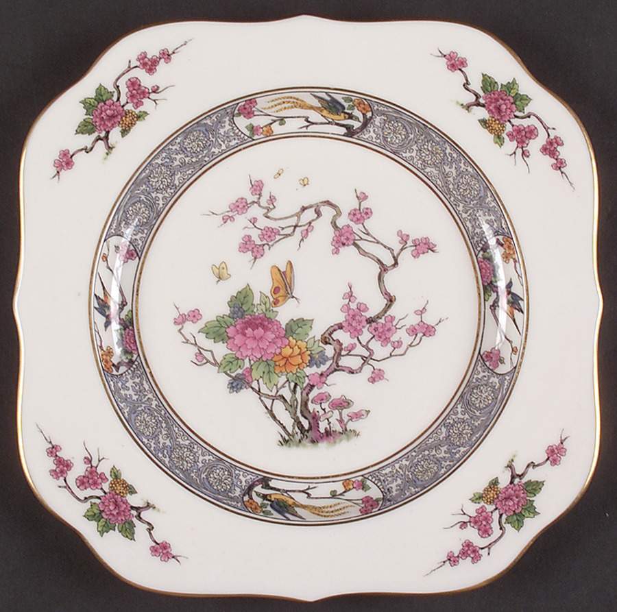 Ming-Birds (Older, Cream, Black Green Stamp) Square Salad Plate by Lenox-1