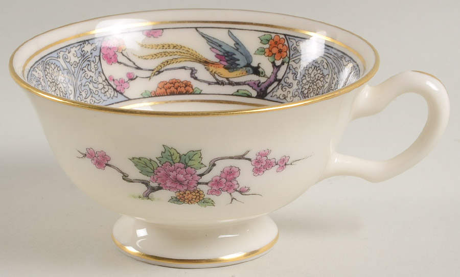 Ming-Birds (Older, Cream, Black Green Stamp) Footed Cup by Lenox-1