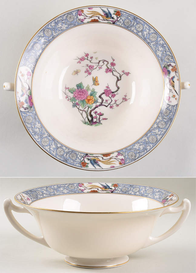 Ming-Birds (Older, Cream, Black Green Stamp) Large Berry Bowl by Lenox-1