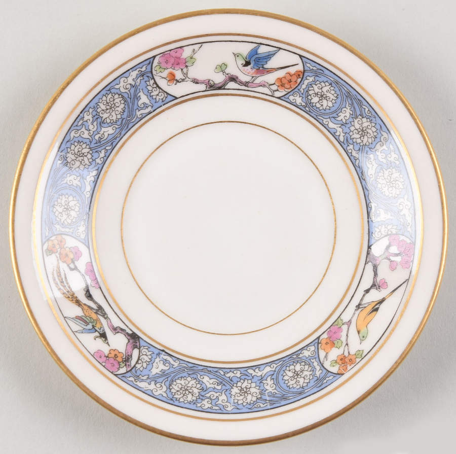 Ming-Birds (Older, Cream, Black Green Stamp) Saucer for Chocolate Cup by Lenox-1