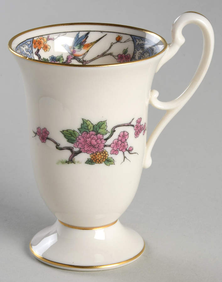 Ming-Birds (Older, Cream, Black Green Stamp) Chocolate Cup by Lenox-1