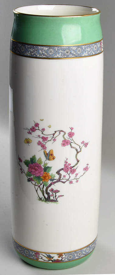 Ming-Birds (Older, Cream, Black Green Stamp) 16" Vase by Lenox-1