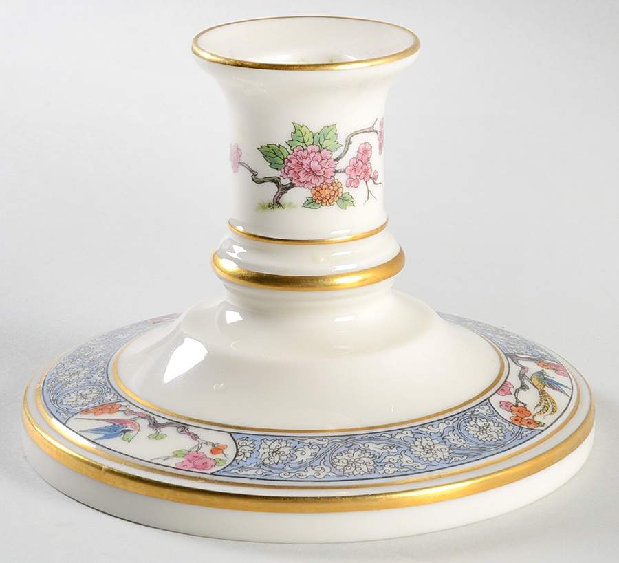 Ming-Birds (Older, Cream, Black Green Stamp) 3" Candlestick by Lenox-1