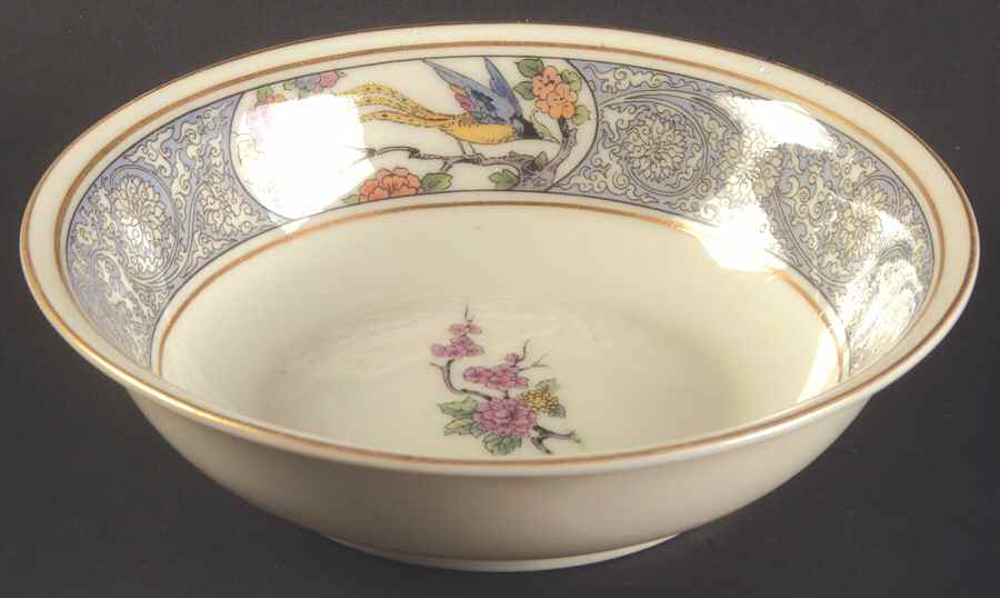 Ming-Birds (Older, Cream, Black Green Stamp) Coupe Cereal Bowl by Lenox-1
