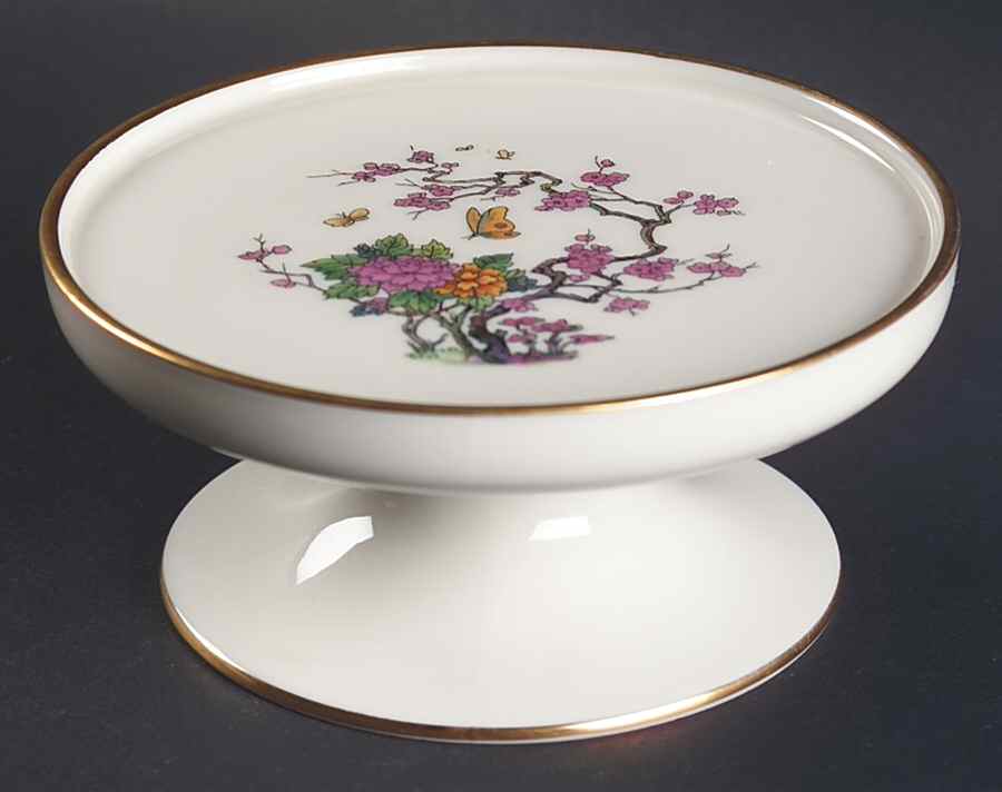 Ming-Birds (Older, Cream, Black Green Stamp) Cheese and Cracker Stand by Lenox-1