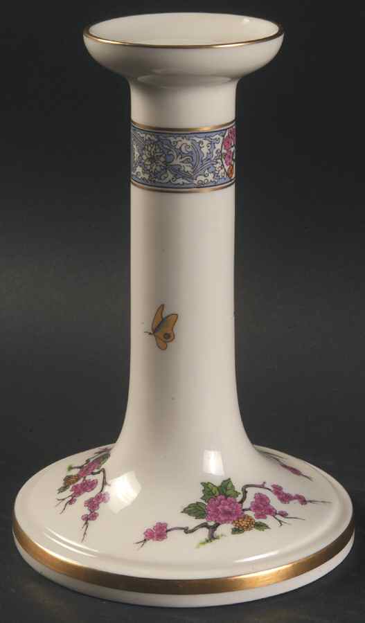 Ming-Birds (Older, Cream, Black Green Stamp) 6" Candlestick by Lenox-1