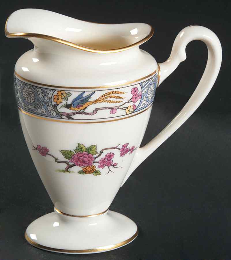 Ming-Birds (Older, Cream, Black Green Stamp) Shape 744 Creamer by Lenox-1