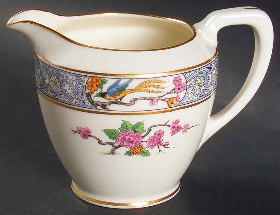 Ming-Birds (Older, Cream, Black Green Stamp) Shape 1963  Creamer by Lenox-1