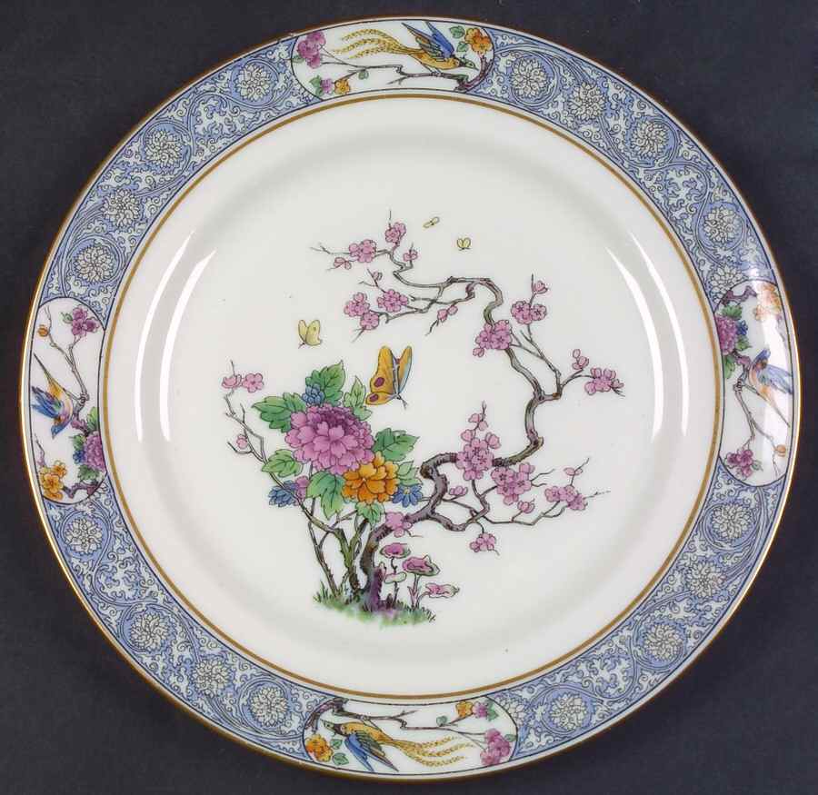 Ming-Birds (Older, Cream, Black Green Stamp) Dessert/Pie Plate by Lenox-1