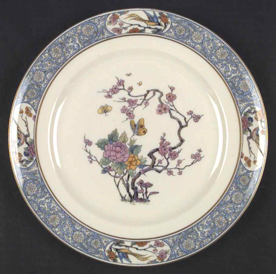 Ming-Birds (Older, Cream, Black Green Stamp) Dinner Plate by Lenox-1