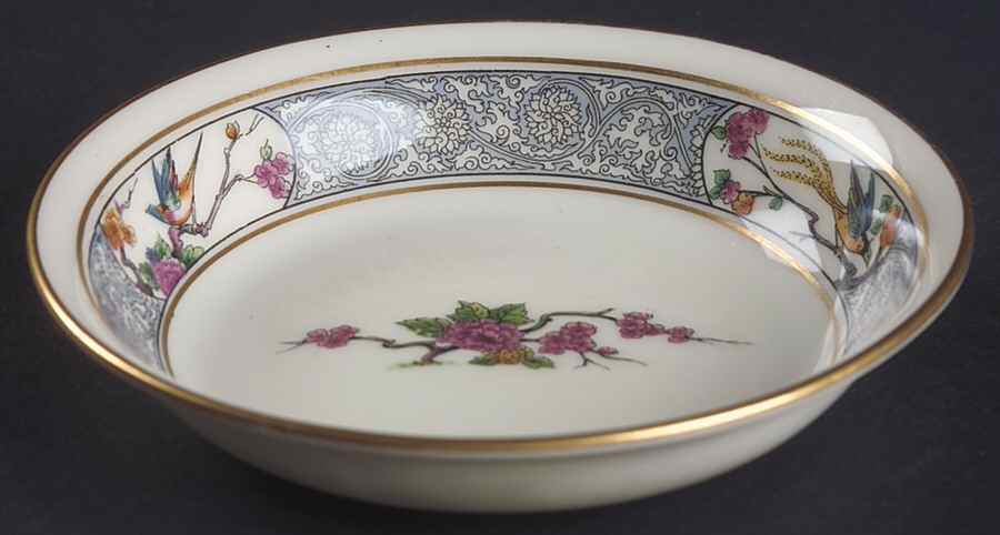 Ming-Birds (Older, Cream, Black Green Stamp) Fruit/Dessert (Sauce) Bowl by Lenox-1