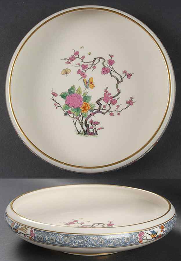 Ming-Birds (Older, Cream, Black Green Stamp) 9" Gardenia Bowl by Lenox-1