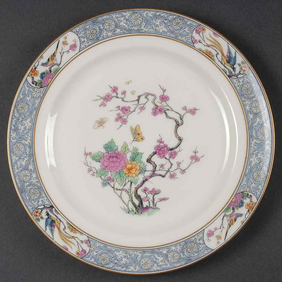 Ming-Birds (Older, Cream, Black Green Stamp) Luncheon Plate by Lenox-1