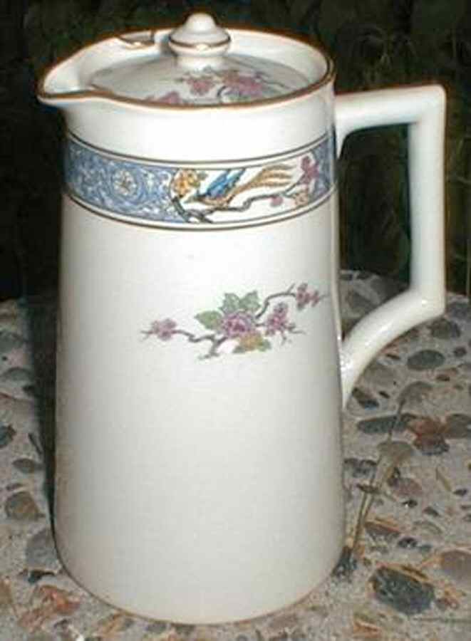 Ming-Birds (Older, Cream, Black Green Stamp) 36 Oz Pitcher with Lid by Lenox-1