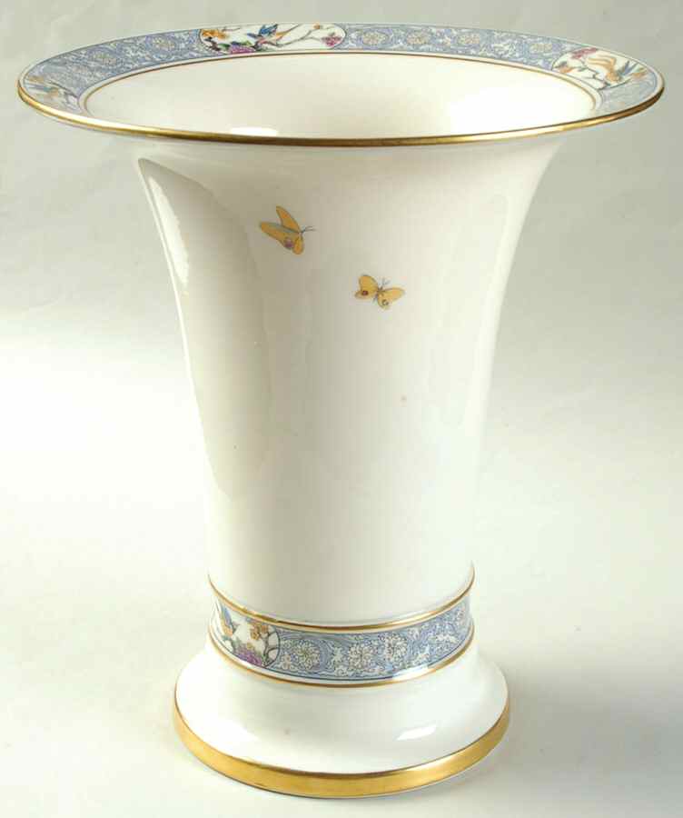 Ming-Birds (Older, Cream, Black Green Stamp) 8" Vase by Lenox-1