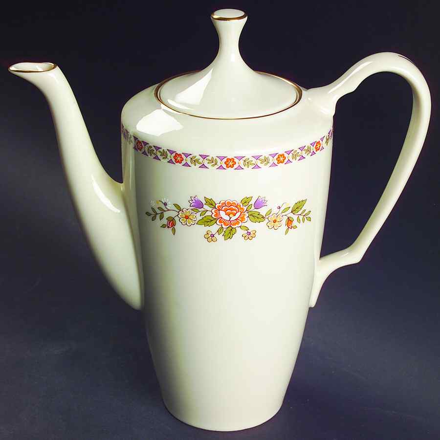 Monticello Orange (Newer) Coffee Pot & Lid by Lenox-1