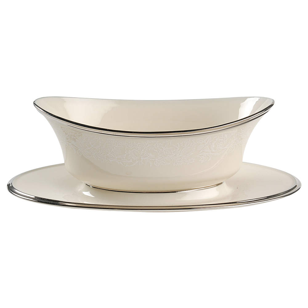 Moonspun Gravy Boat with Attached Underplate by Lenox-1