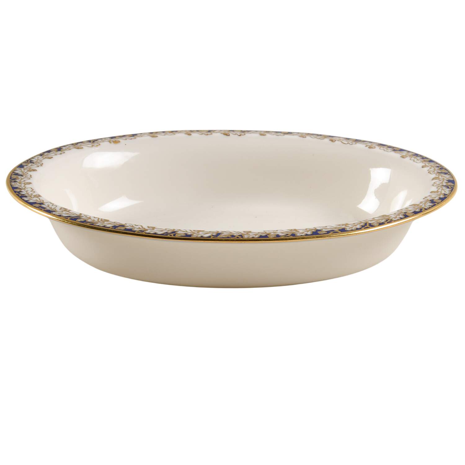 Oakleaf Cobalt Blue (All Cream) 10" Oval Vegetable Bowl by Lenox-1