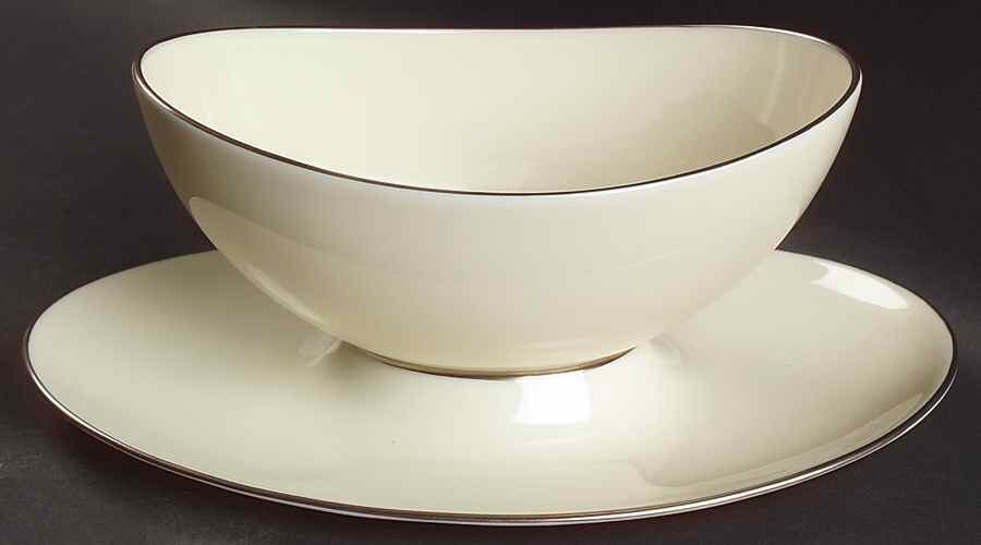Olympia Platinum Gravy Boat with Attached Underplate by Lenox-1