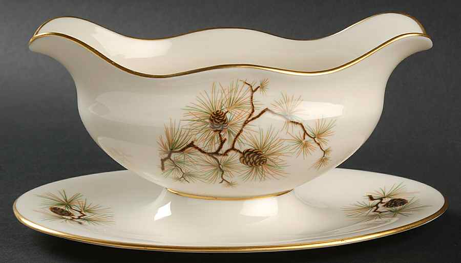 Pine Gravy Boat with Attached Underplate by Lenox-1