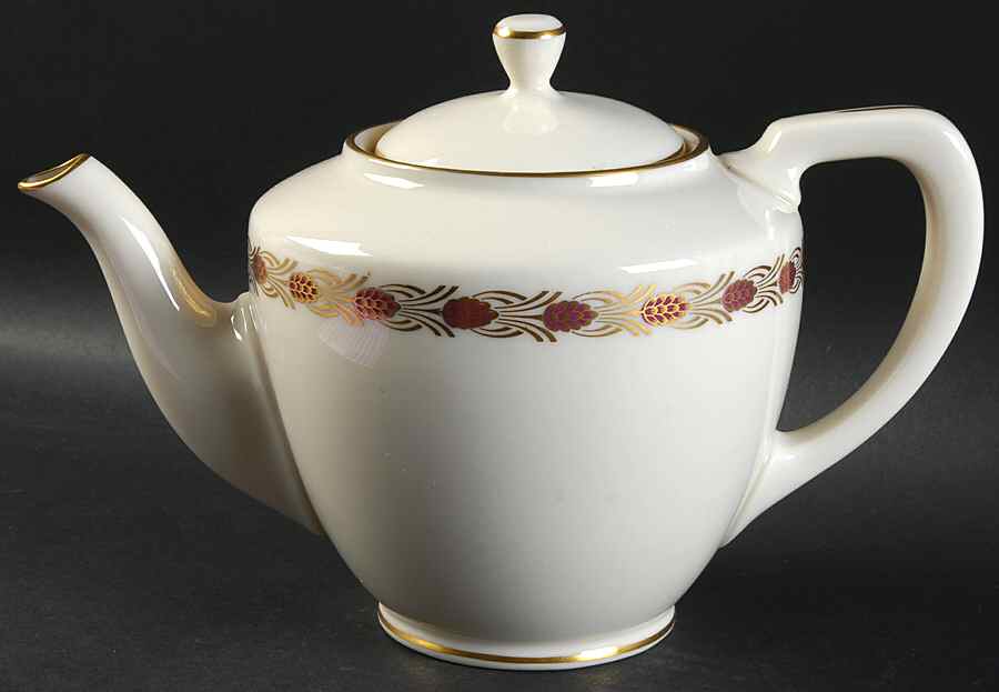 Pinehurst Maroon Teapot & Lid by Lenox-1