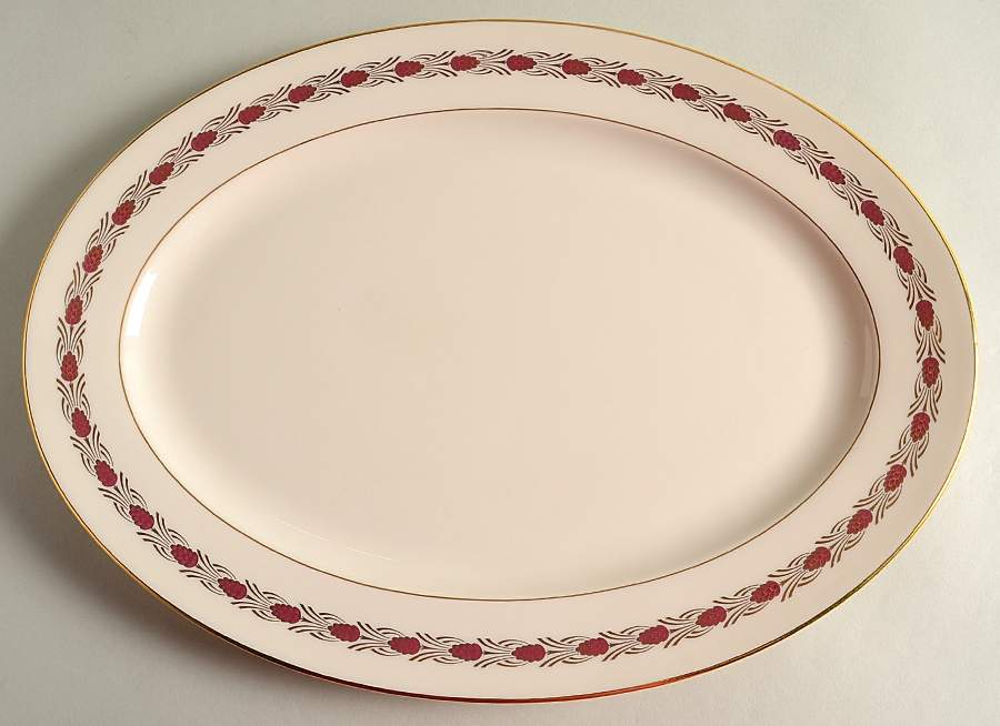 Pinehurst Maroon 15" Oval Serving Platter by Lenox-1