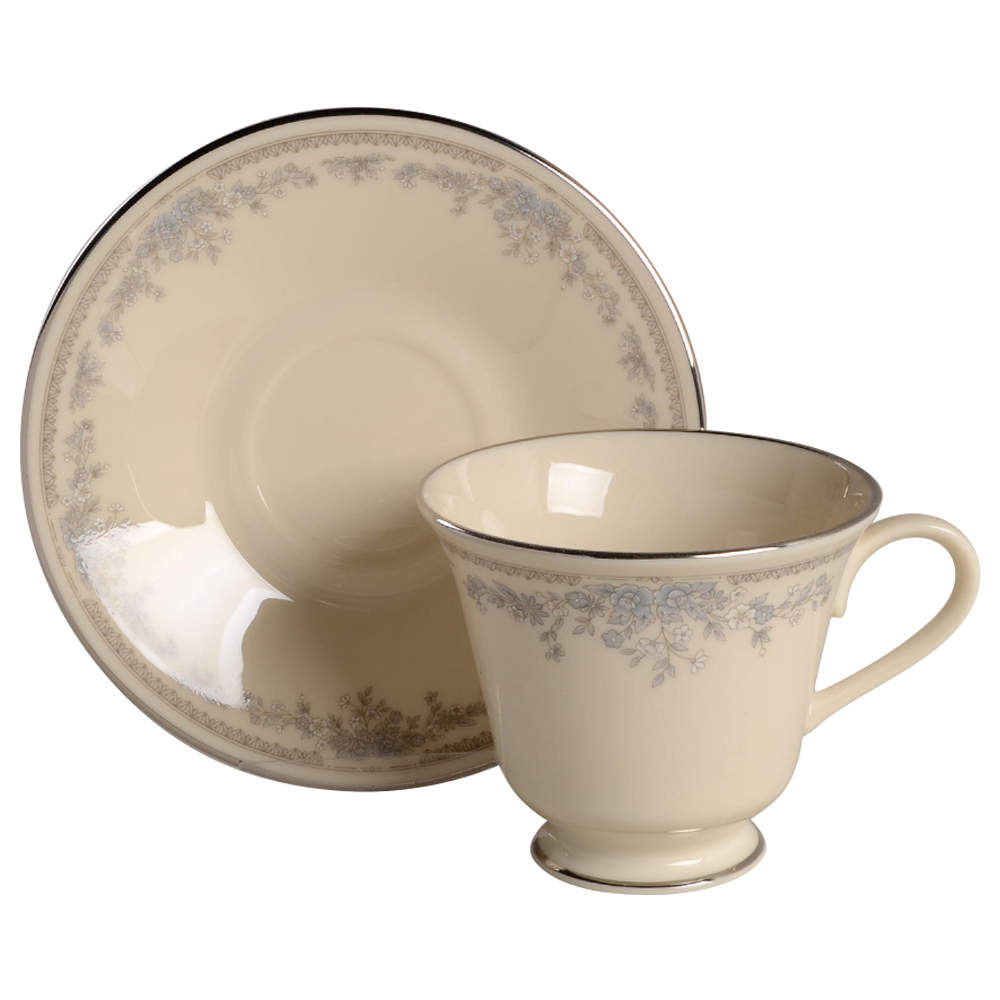 Reverie (Platinum Trim) Footed Cup & Saucer Set by Lenox-1