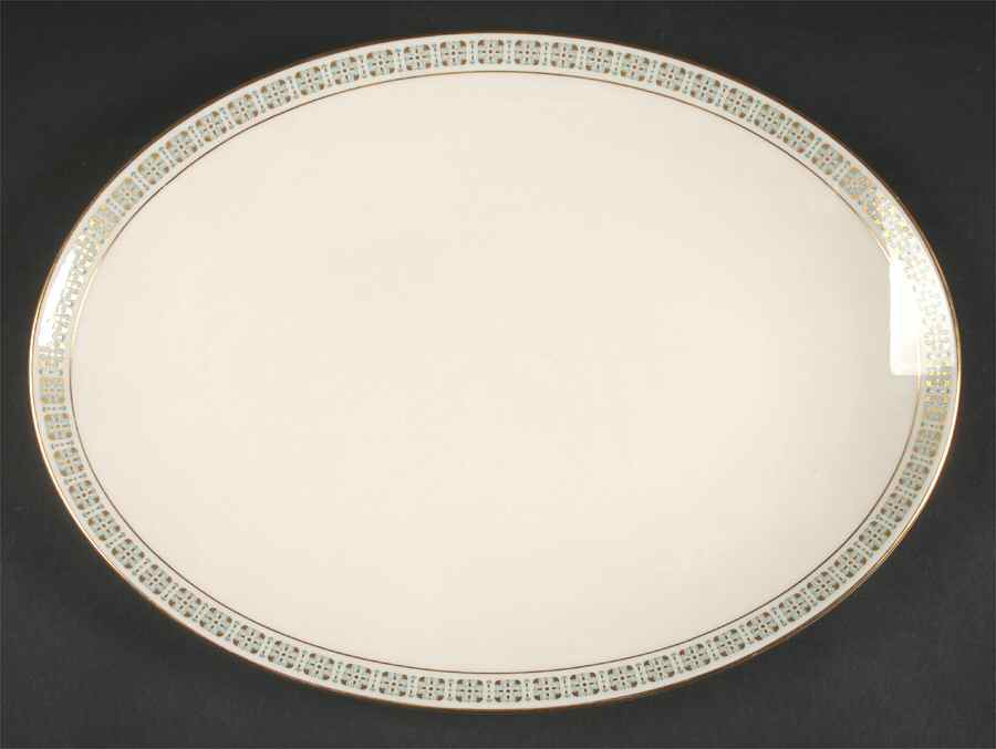Rhythm (Turquoise & Gold) 13" Oval Serving Platter by Lenox-1