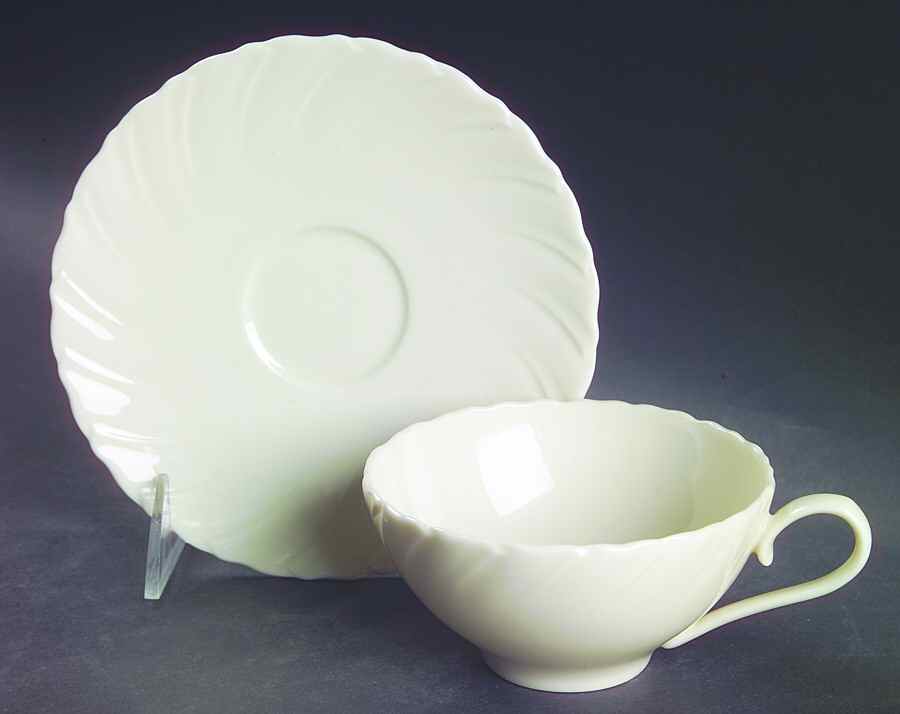 Sculpture (No Trim or Decoration) Flat Cup & Saucer Set by Lenox-1
