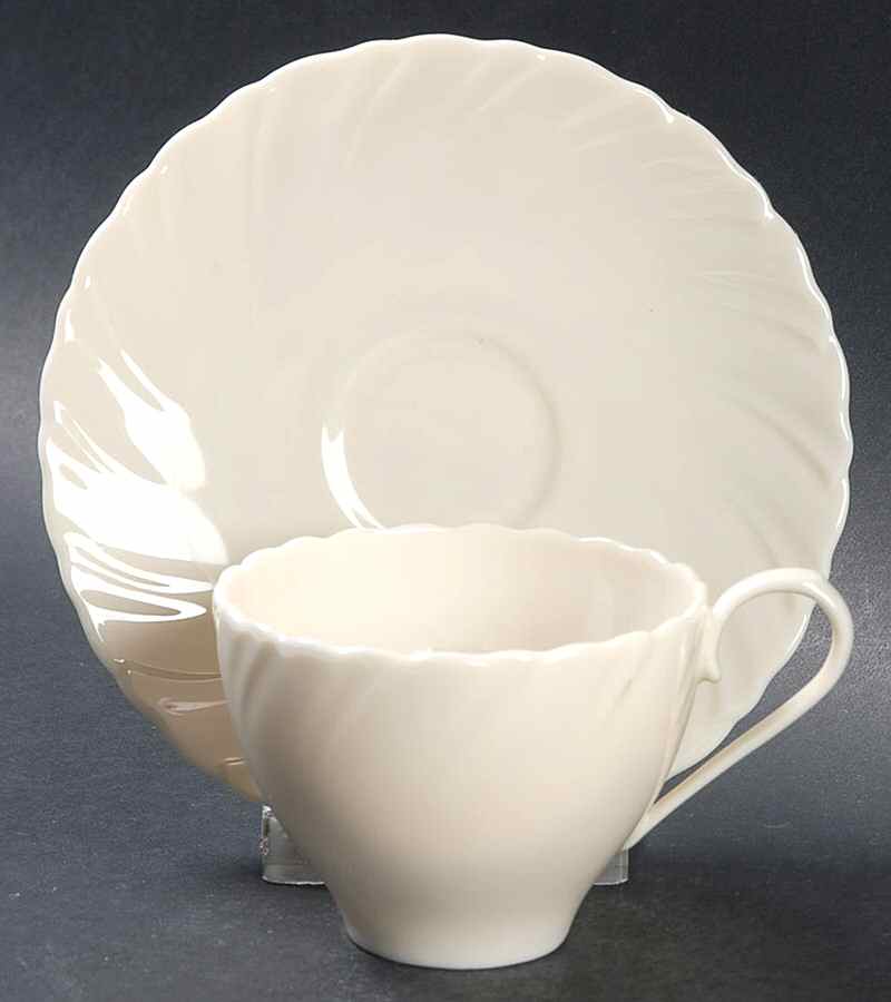 Sculpture (No Trim or Decoration) Flat Demitasse Cup & Saucer Set by Lenox-1