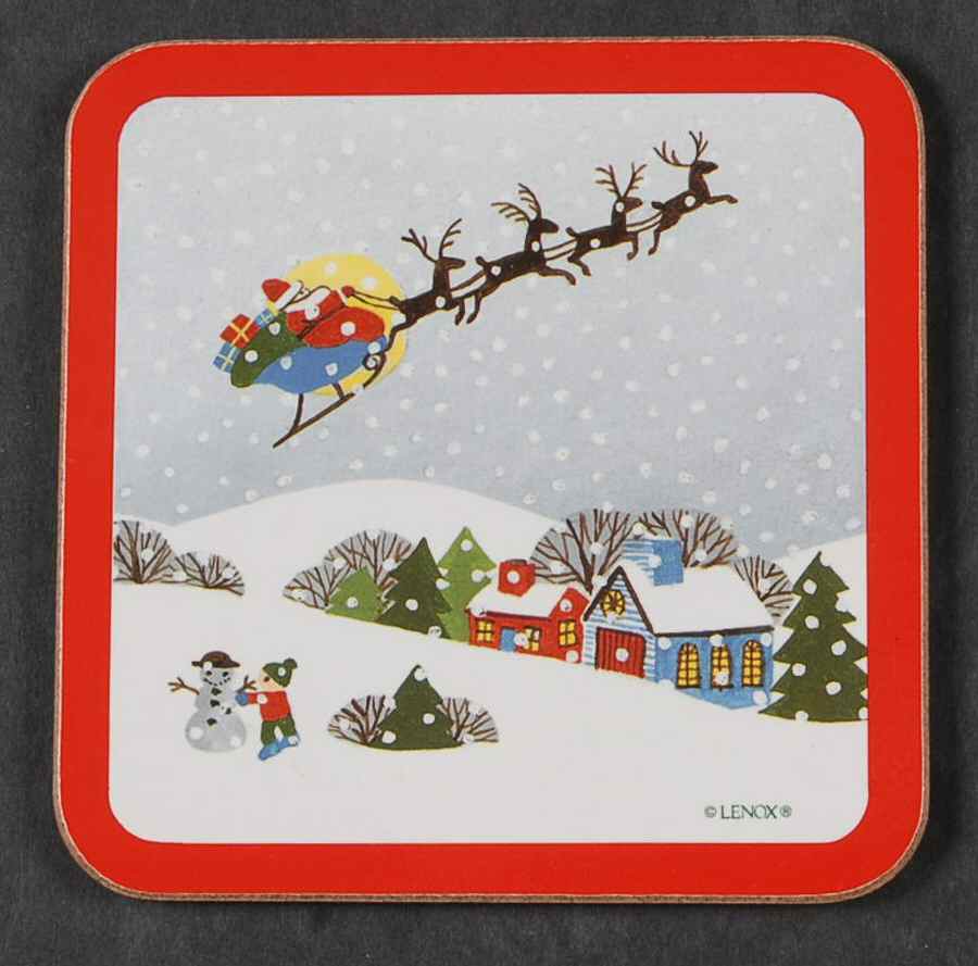 Sleighride Cork Back Square Coaster by Lenox-1