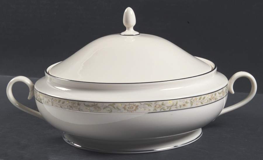 Springdale (Platinum Trim) Round Covered Vegetable by Lenox-1