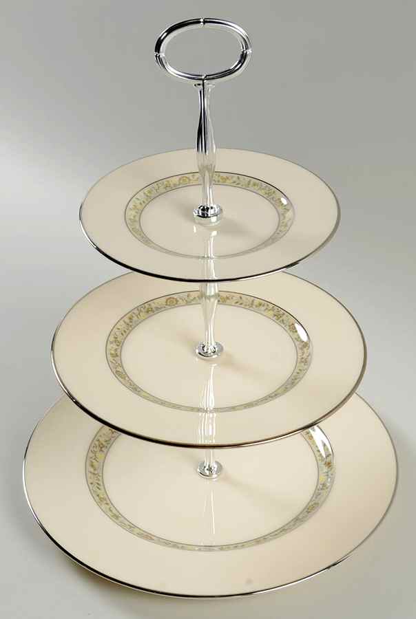 Springdale (Platinum Trim) 13 7/8"-14 1/4" 3-Tiered Serving Tray(DP,SP,BB) HC by Lenox-1