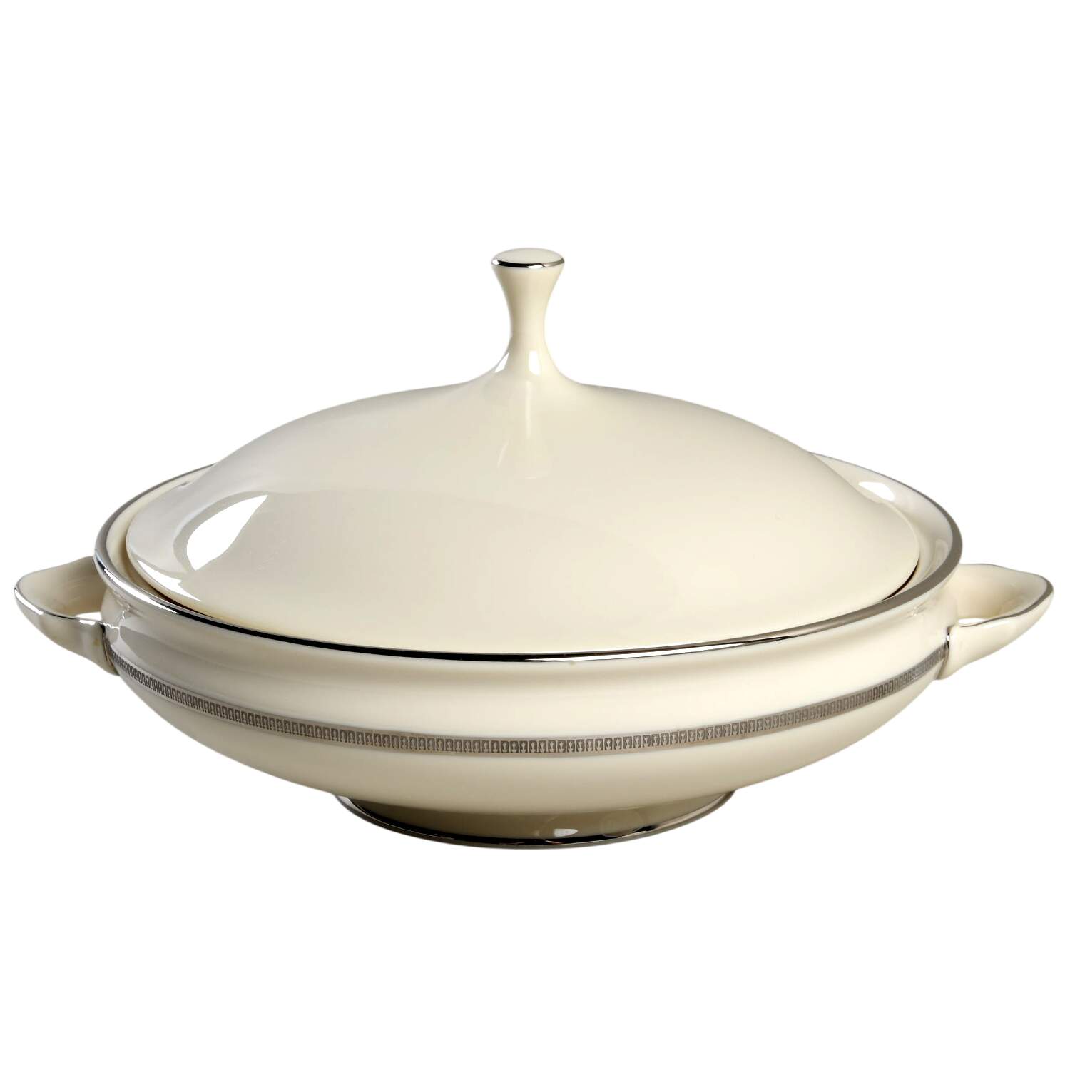 Tuxedo Platinum (Newer, Presidential Shape) Round Covered Vegetable by Lenox-1