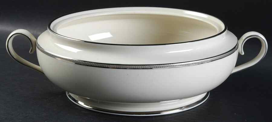 Tuxedo Platinum (Newer, Presidential Shape) 1999 Shape Round Vegetable No Lid by Lenox-1
