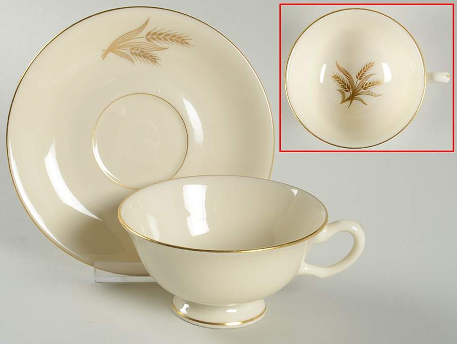 Wheat Footed Cup & Saucer Set by Lenox-1