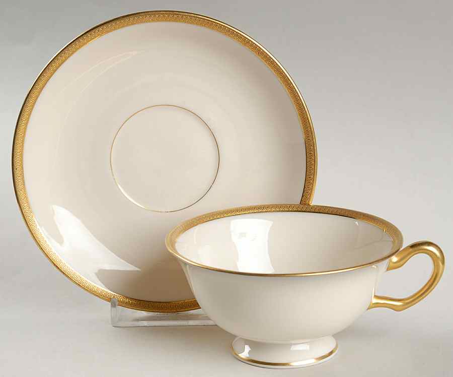 Windsor (Green Backstamp) Footed Cup & Saucer Set by Lenox-1