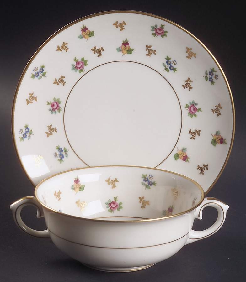 Molly Pitcher Footed Cream Soup Bowl & Saucer Set by Lamberton-1