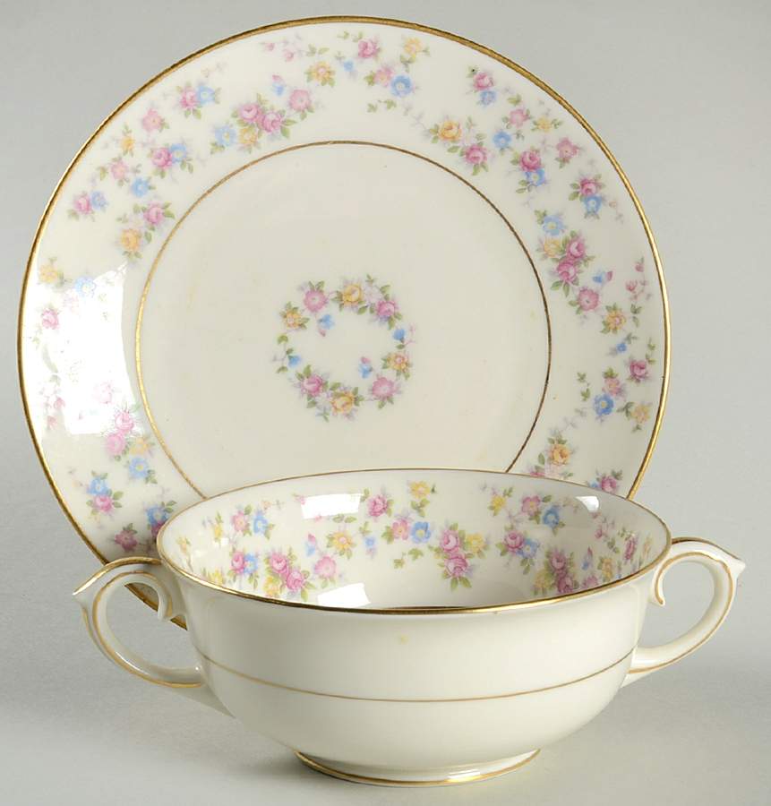 Reverie Footed Cream Soup Bowl & Saucer Set by Lamberton-1