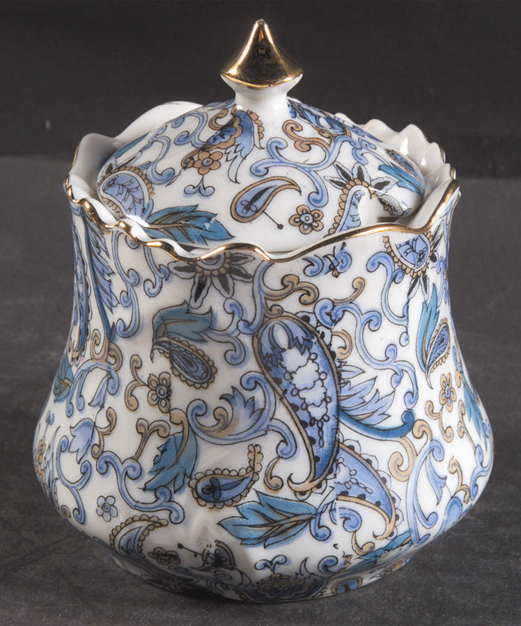 Blue Paisley Jam/Jelly & Lid by Lefton-1