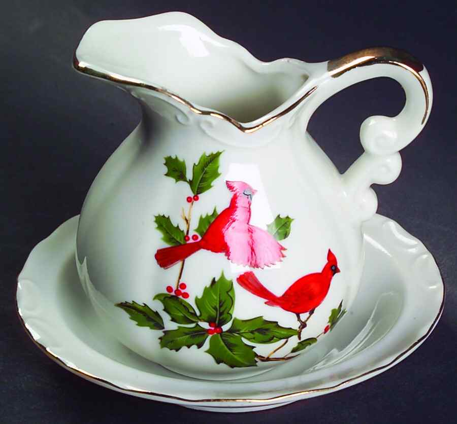 Cardinal Miniature Pitcher and Bowl Set by Lefton-1