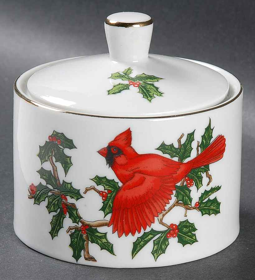 Cardinal Sugar Bowl & Lid by Lefton-1
