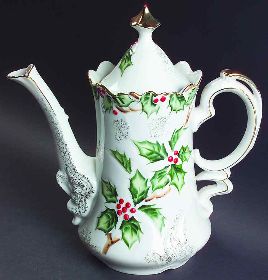 Holly Garland Coffee Pot & Lid by Lefton-1
