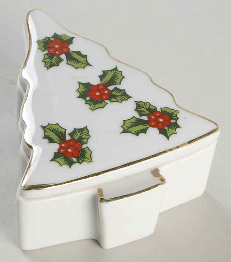 Holly Garland Trinket Box & Lid by Lefton-1