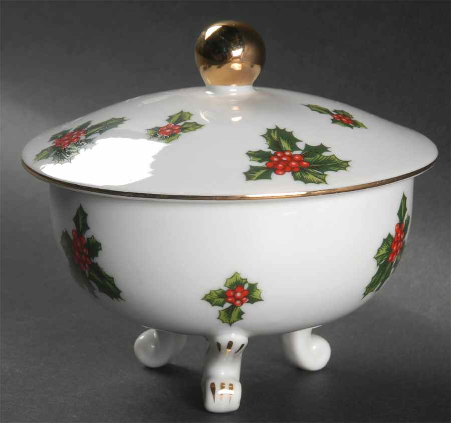 Holly Candy Box & Lid by Lefton-1