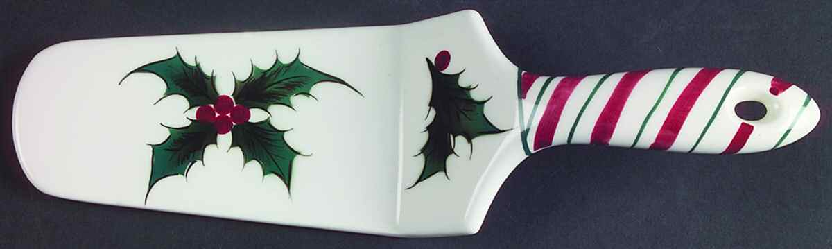 Holly Candy Cane Solid Ceramic Pie/Cake Server by Lefton-1