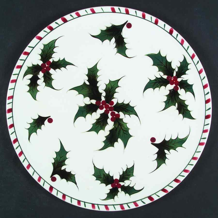 Holly Candy Cane Cake Plate by Lefton-1